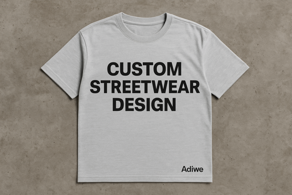 alt text: Overly complex streetwear t-shirt design with too many elements